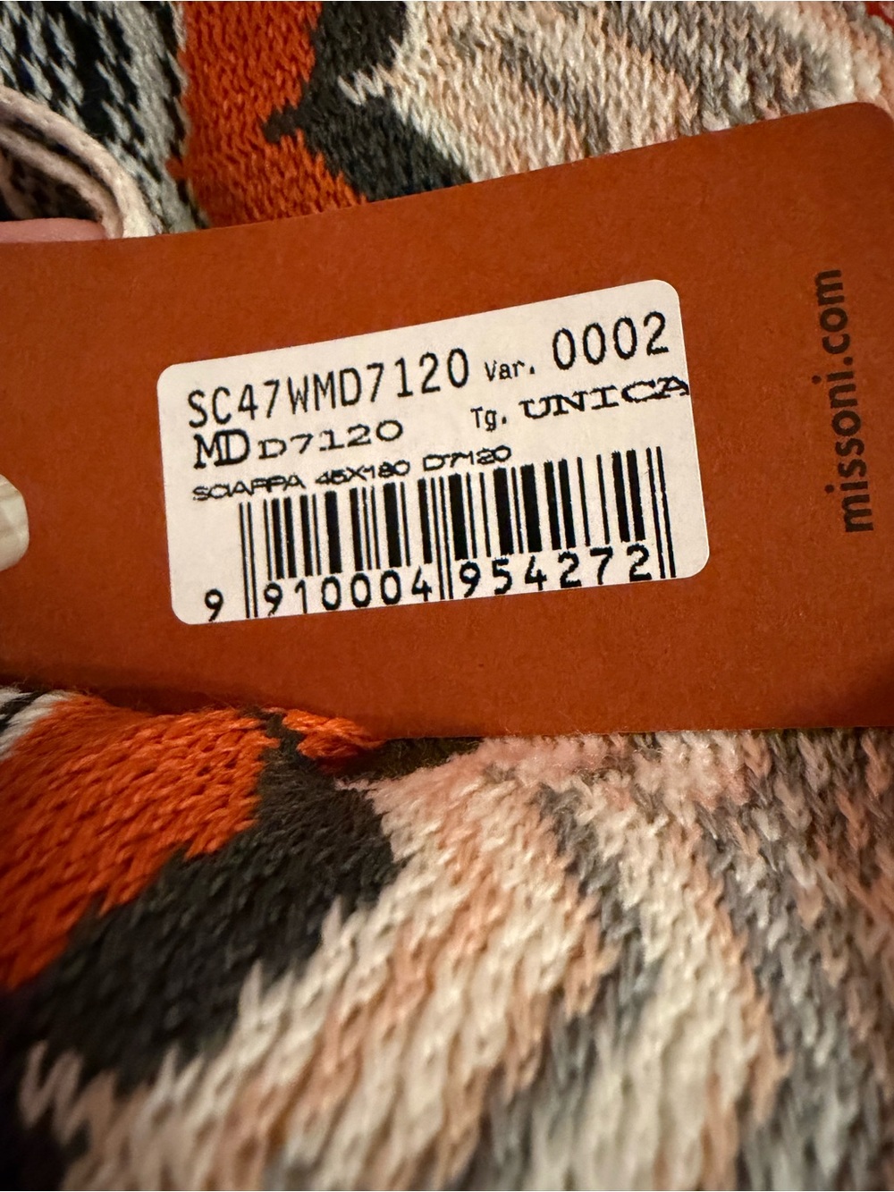 Missoni Multicolor Zigzag Knit Scarf - Orange, Red, Black, Cream - Picture 2 of 3